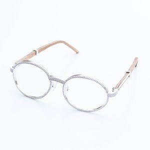 Vintage White Gold Clear Lens Wood Grain Cz Iced
